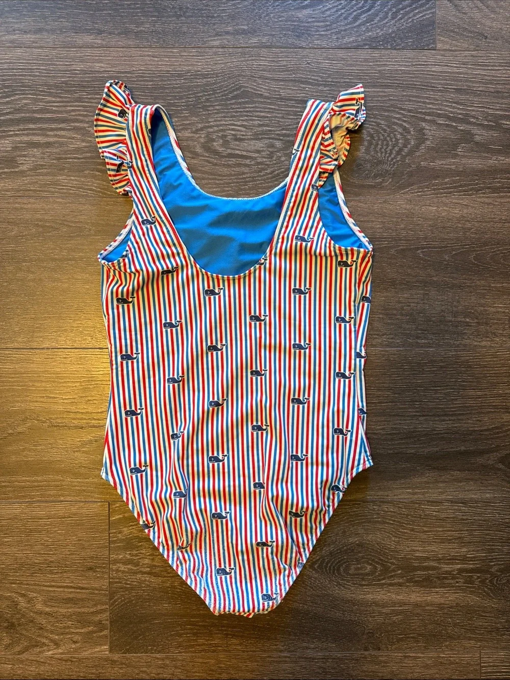 Vineyard Vines Red, Blue & White Striped Whale One-Piece Swim